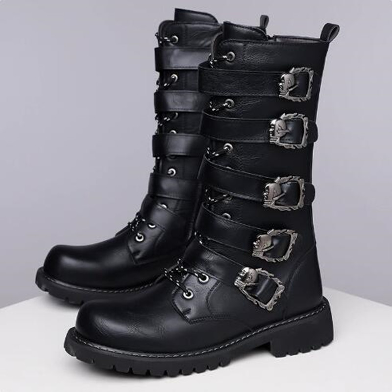 Mens Fashion Zip Up - Fashion Luxury Mid-Carf Men Boots Leather