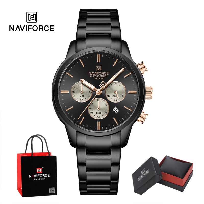 Fashion Mens Watches - NAVIFORCE Men Quartz Chronograph Watch Waterproof