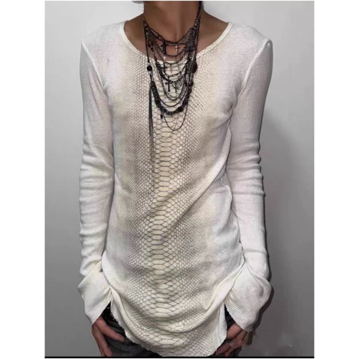 Graphic Tee Oversized - Tops Longsleeve Black Round Neck T