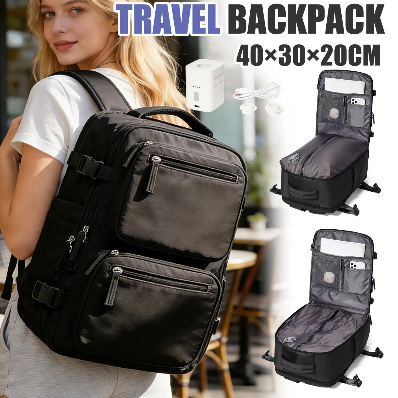 Mens Fashion Zip Up - Women Backpack Vacuum Backpack with Pump
