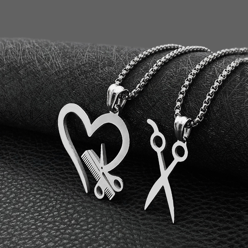 Men'S Fashion Haircuts - Scissors Haircut Barber Men Necklaces Pendants