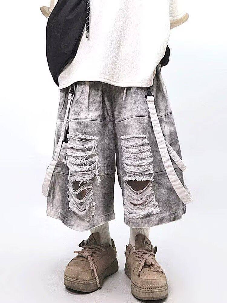 Men Fashion Jeans - Retro Hip-hop Men's Ripped Jeans Summer