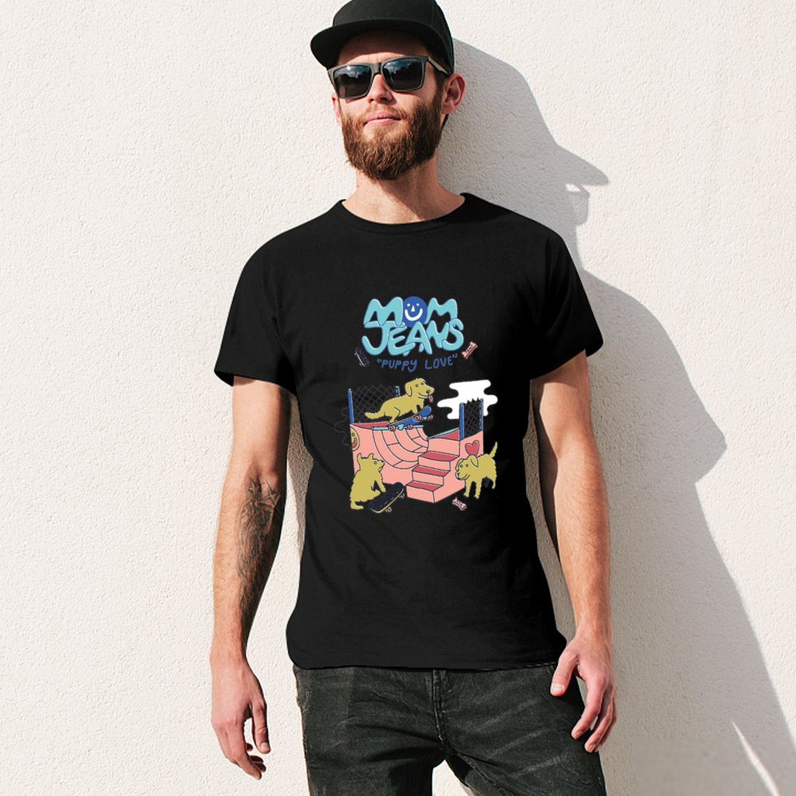 Mom Jeans band puppy love, dog - огляд і ціна Jeans Shirt Fashion For Men