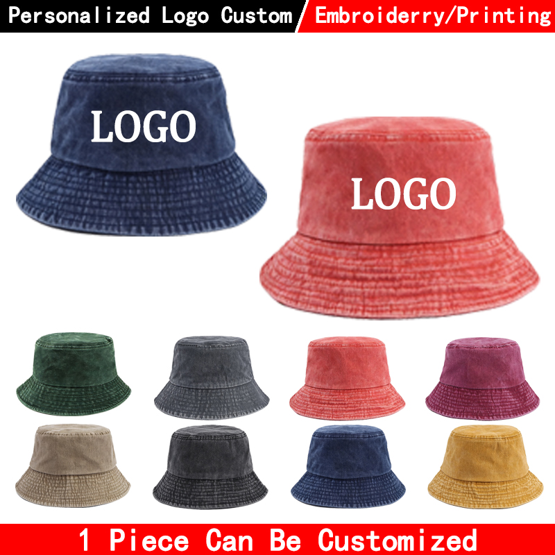 Custom logo Denim Bucket Hat F - огляд і ціна Mens Fashion Caps