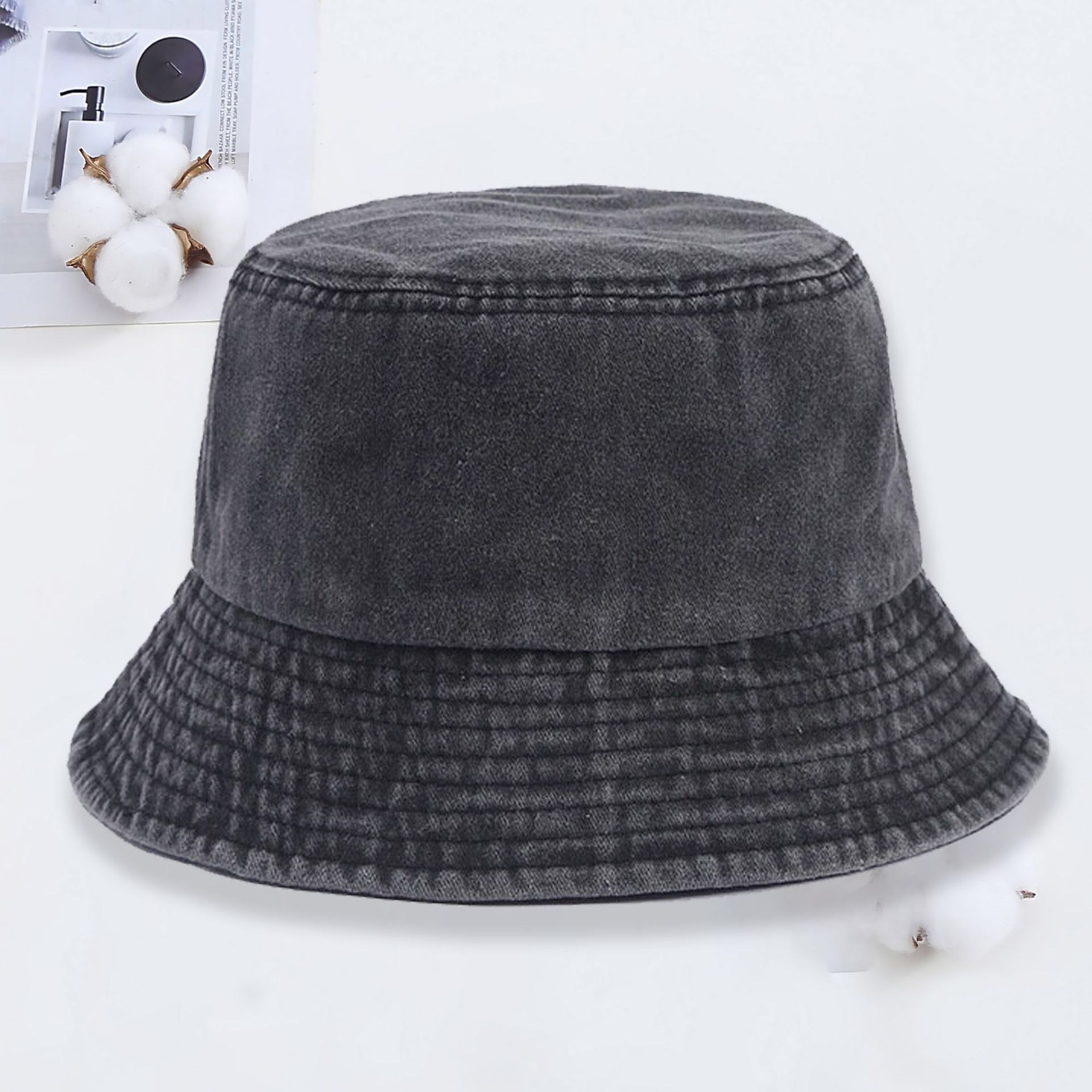 Custom logo Denim Bucket Hat F - огляд і ціна Mens Fashion Caps