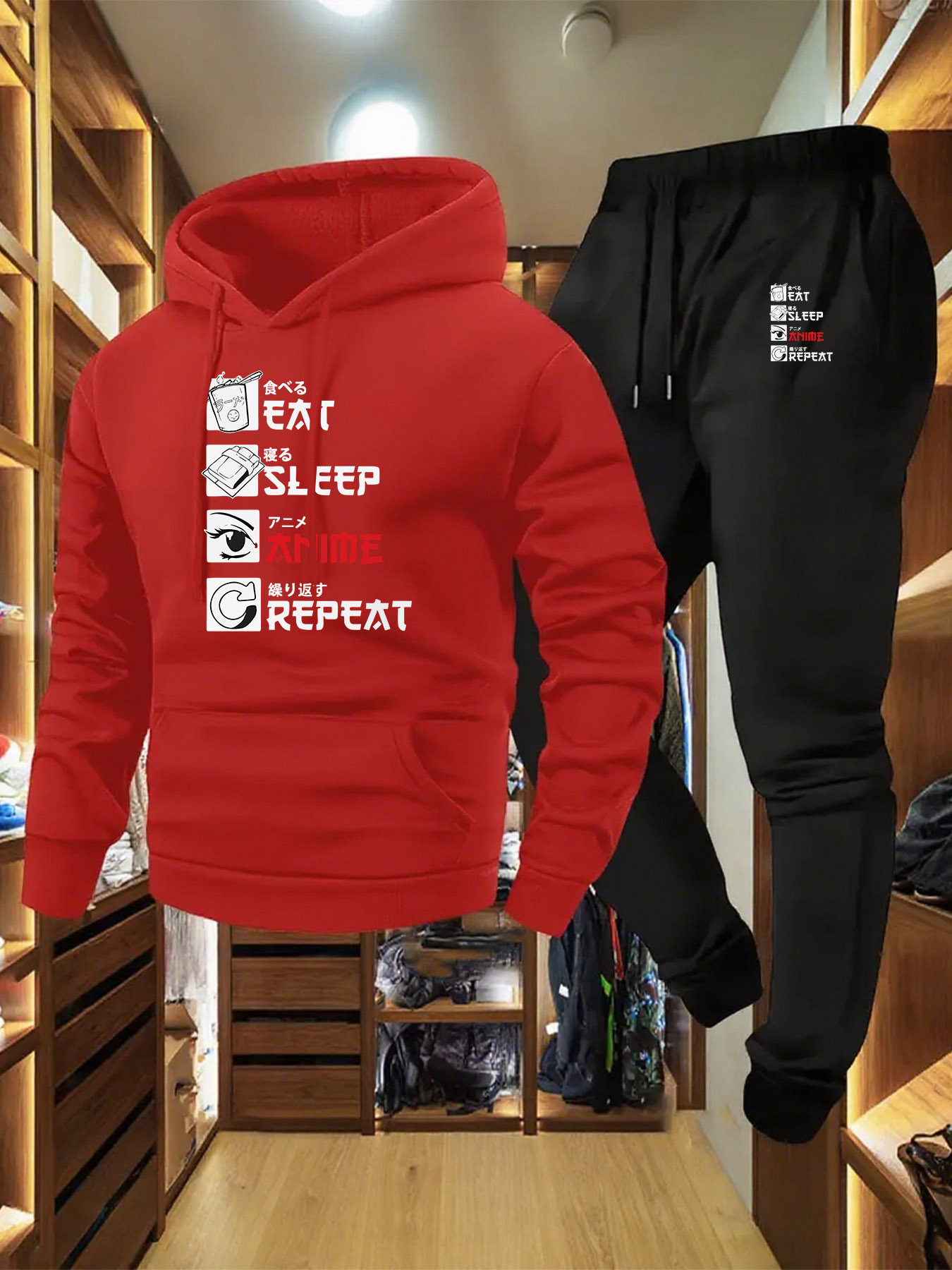 Letter Printed Mens Tracksuit  - огляд і ціна Streetwear Hoodie