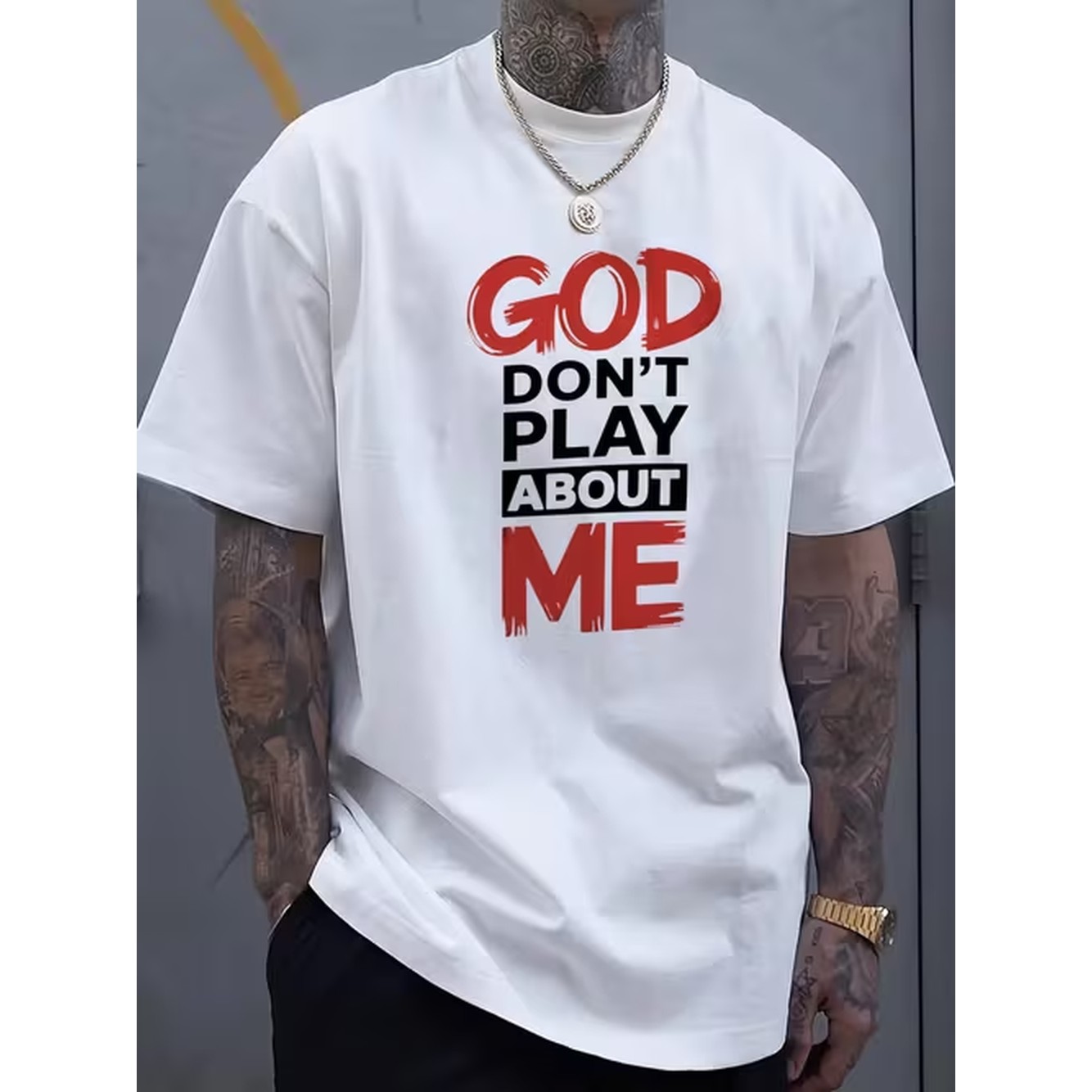 God Don't Play About Me Letter - огляд і ціна Graphic Tee Oversized
