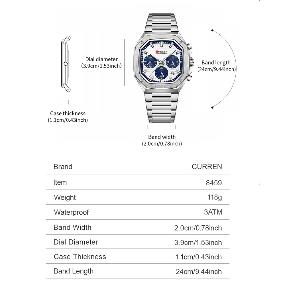 CURREN Luxury Square Chrono Wa - огляд і ціна Fashion Mens Watches