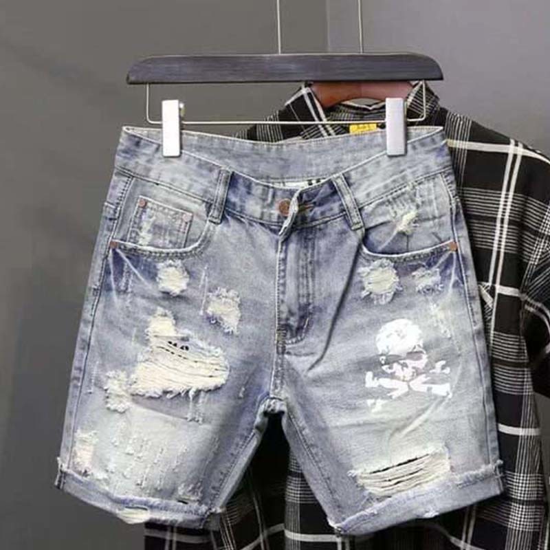 Summer Men's Worn Bead Hole Be - огляд і ціна Men Fashion Jeans