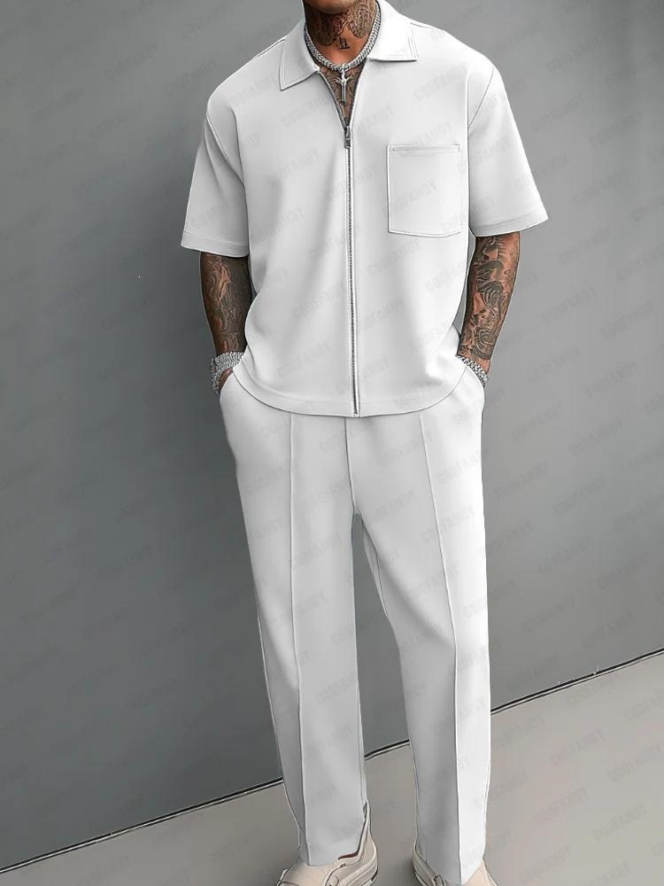 Men 2 Piece Outfits Half Zip P - огляд і ціна Mens Fashion Zip Up