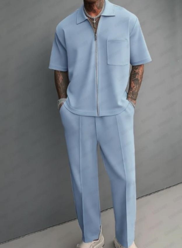 Men 2 Piece Outfits Half Zip P - огляд і ціна Mens Fashion Zip Up