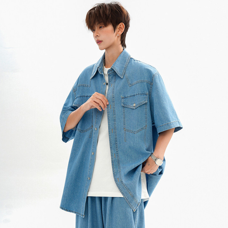 WTHT Fashion Men's Patchwork P - огляд і ціна Jeans Shirt Fashion For Men