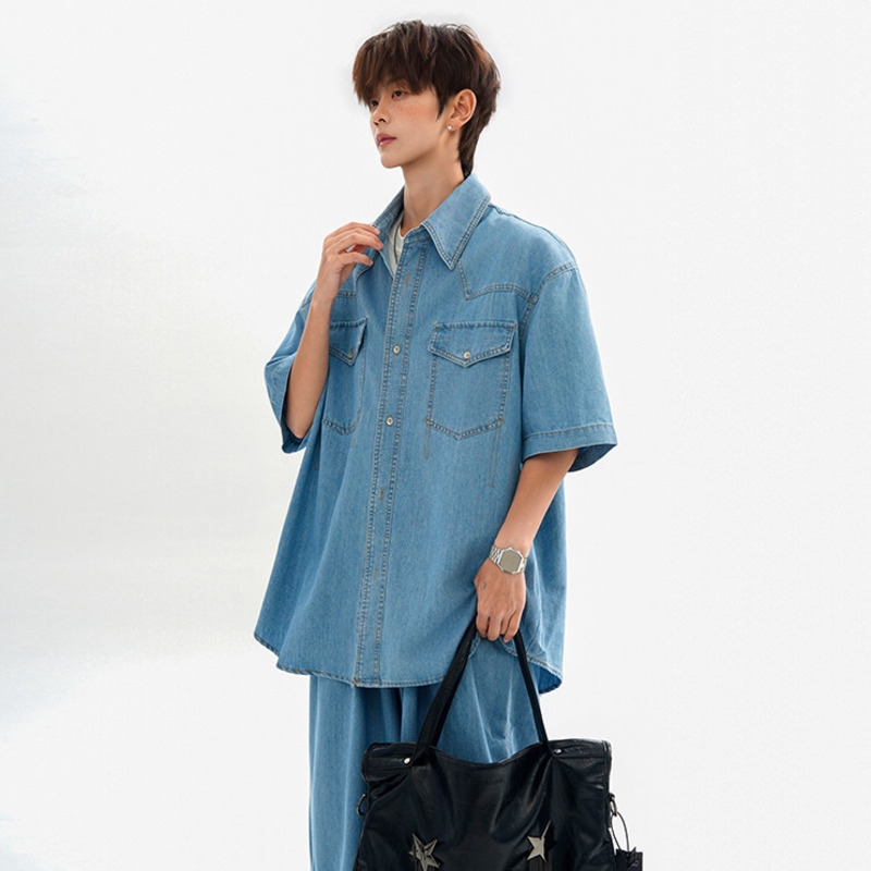 WTHT Fashion Men's Patchwork P - огляд і ціна Jeans Shirt Fashion For Men
