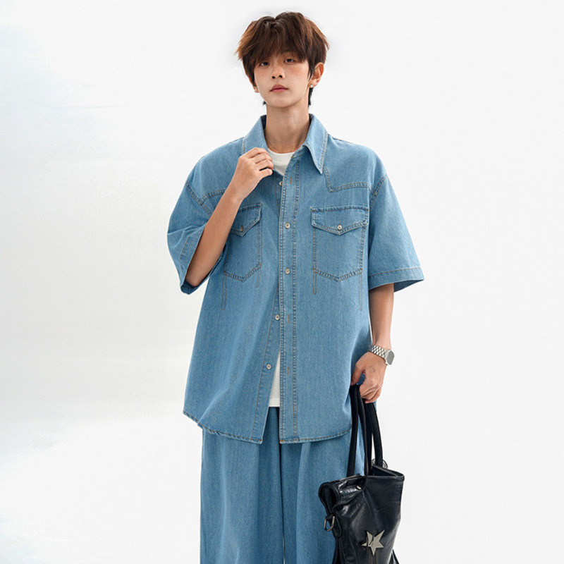 WTHT Fashion Men's Patchwork P - огляд і ціна Jeans Shirt Fashion For Men